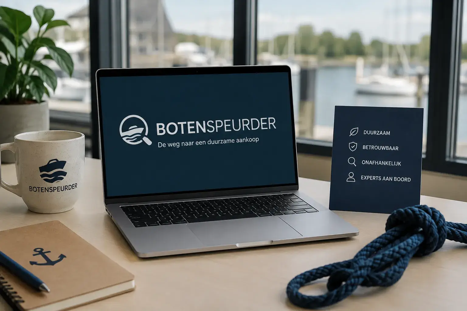 Motorboot vaart over rustig Nederlands water als sfeerbeeld voor de contactpagina van Botenspeurder